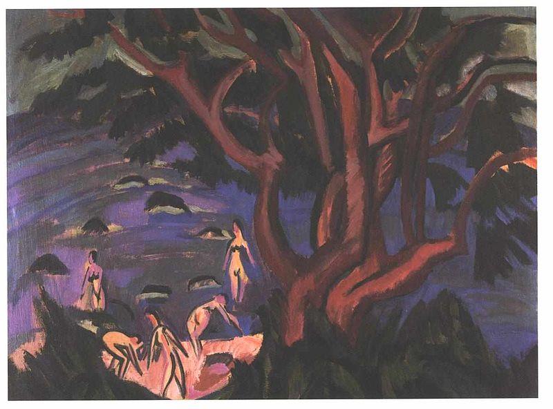 Ernst Ludwig Kirchner red tree on the beach oil painting picture